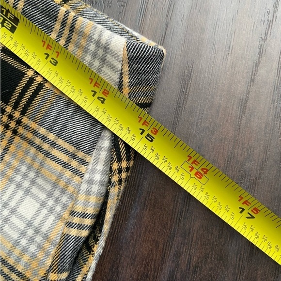 Urban Outfitters Yellow Plaid Mini Skirt Size Medium Split Slit Side Academia - Picture 7 of 8